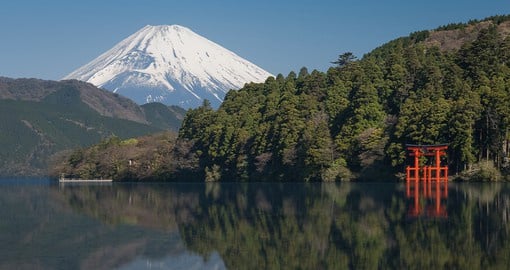 Explore the natural beauty of Japan on Mt Fuji from 5th station before cruising the waters of Lake Ashi for a view from below