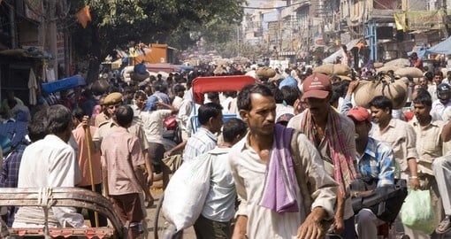 A crowded street scene from Old Delhi
