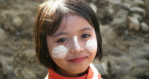 Young girl wearing thanaka for protection from the sun