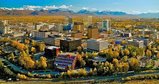 Anchorage skyline and its dramatic mountain backdrop