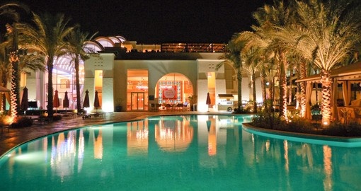 Night illumination of a popular hotel in Sharm el Sheikh
