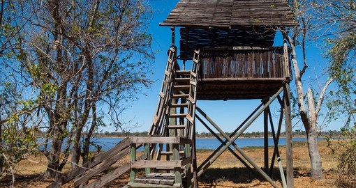 The watch tower near Dombo Hippo Pools is a great photo opportunity while on your Botswana safari.