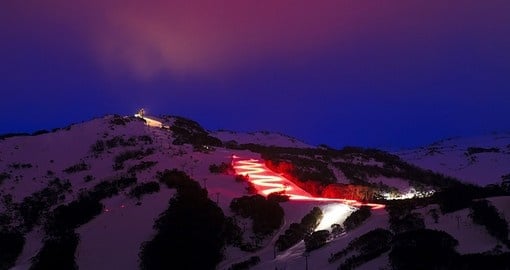 Night skiing at Thredbo ski resort