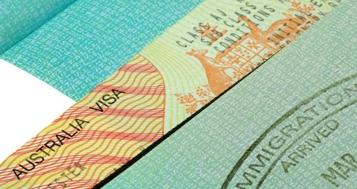 Australian visa and immigration stamp - a passport souvenir from your Australia vacation.