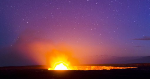 Kilauea Volcano glows on the Big Island of Hawaii
