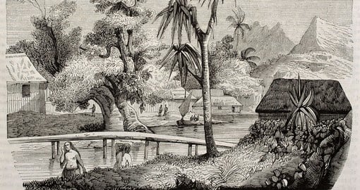 Tahiti island old view, 1843