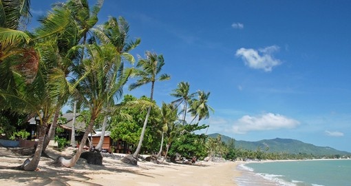 White sandy beaches, coral reefs and coconut trees