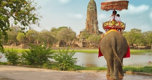 Elephant ride through the ancient city of Ayutaya