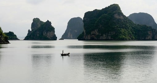 Halong Bay features thousands of limestone karsts and isles