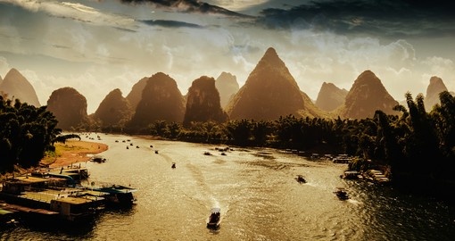 Take in a sunset on the Li River on your China Vacation