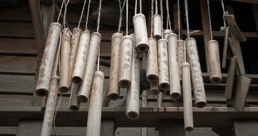 Wishes written on old bamboo sticks