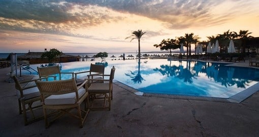 Sunset and swimming pool at Sharm el Sheikh
