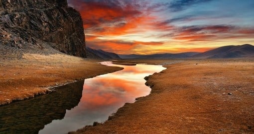 Sunrise in the Mongolian desert