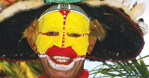 Papua New Guinea wigman - always a popular photo opportunity on all Papua New Guinea tours.