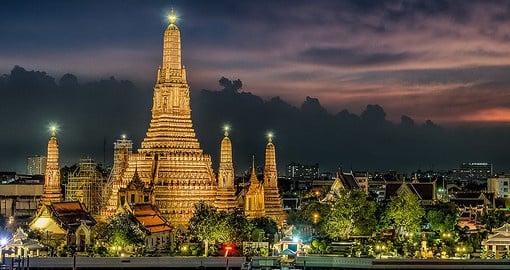 The Buddhist temple of Wat Arun is on the banks of Bangkok's Chao Phraya River
