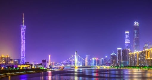 Guangzhou's skyline on the Pearl River is a great photo opportunity on all China tours