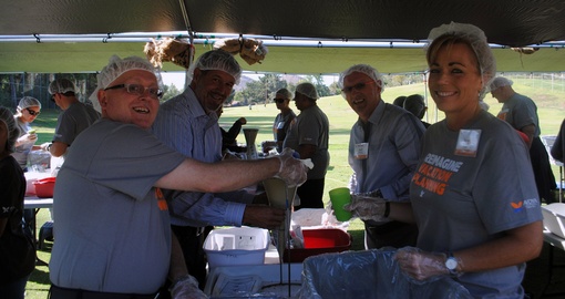 Goway Staff in San Diego, helping to pack 50,000 meals for Nepal
