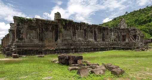 Ruined Khmer temple complex Vat Phou - UNESCO World Heritage Site and a popular photo opportunity while on your Laos tour.