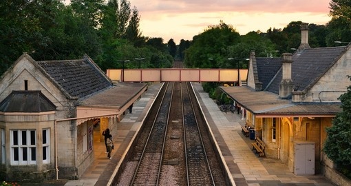 View of the town train station in Bradford on Avon