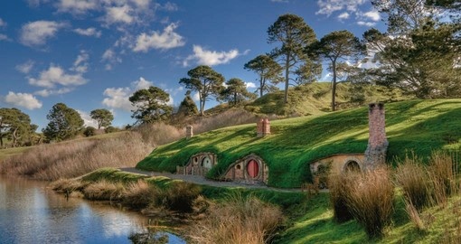Experience the famed town of Hobbiton from the Lord of the Rings series during your New Zealand Vacation.