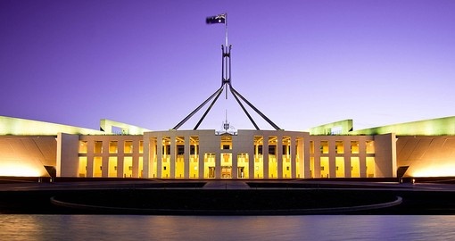 Australia's landmark Parliament House and a great inclusion for all Australia vacations.