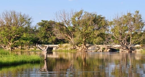 The old bridge over Thamalakane River near Maun is a photo stop while on your Botswana safari.