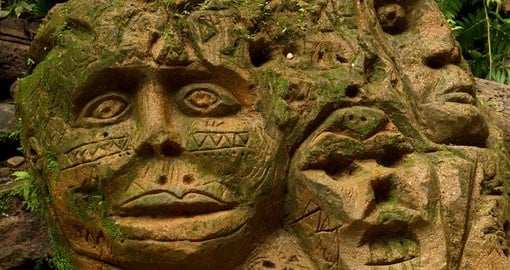 Ancient sculpture in Amazonian bazin of Ecuador