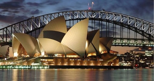 The Sydney Opera house with the harbour bridge at night are life long memories of any Australia vacation.