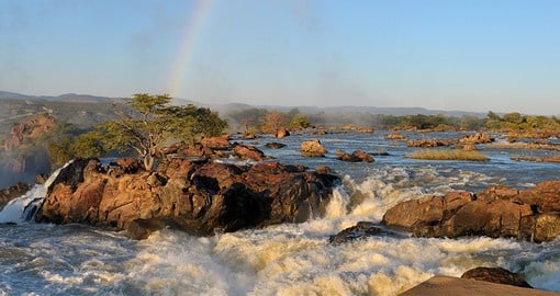 Feel the power of the Ruacana Falls, bordering Angola and Namibia
