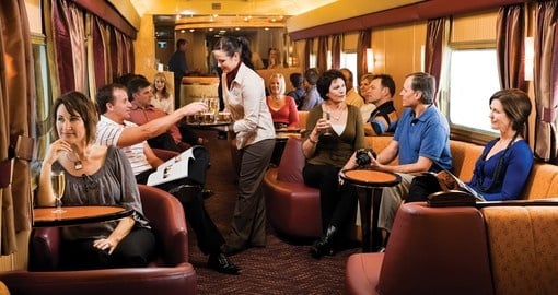 Gold Service Lounge car, a great place to meet fellow travelers during your Trips to Australia.