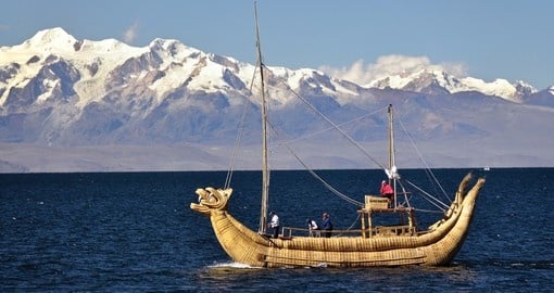 Floating reed boat on Lake Titicaca