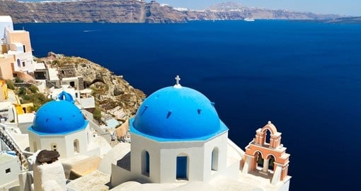 Church Cupolas and the Bell Tower in Santorini
