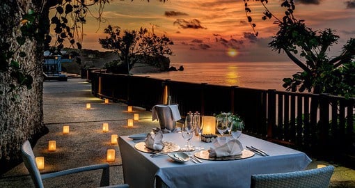 Romantic dinner and sunset in Bali