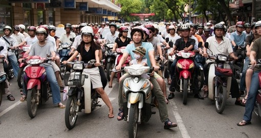 A busy and congested road in Hanoi