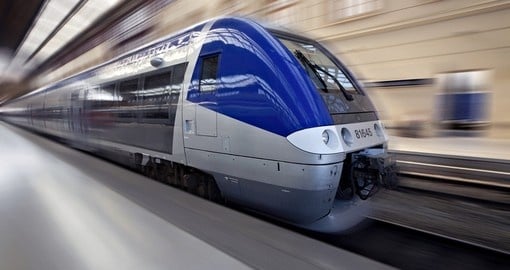 High-speed train in motion, France