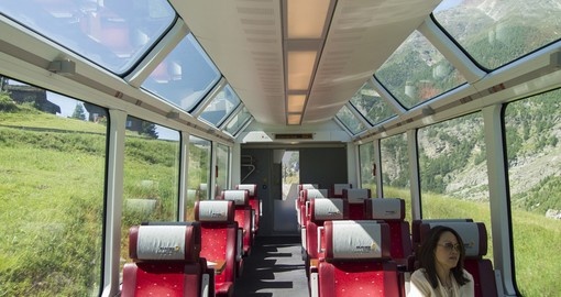 Interior of Glacier Express train