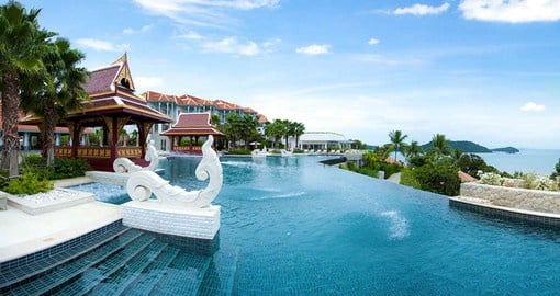 Enjoy a dip in the pool at the Amatara Welleisure Resort during your Thailand vacation
