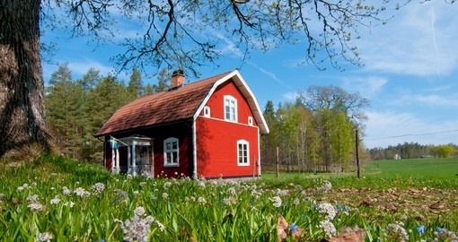 Old red wooden house