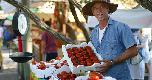 Meet local farmers at the Eumundi Markets on the Sunshine Coast