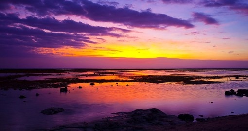 A tropical sunset from a beach on Lombok island