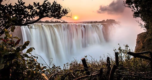 Forming a natural boarder between Zimbabwe and Zambia,  Victoria Falls is one of the most spectacular waterfalls in the world