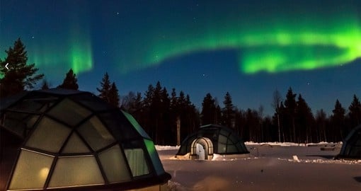 Enjoy the northern lights from the comfort of your own igloo on your Finland vacation