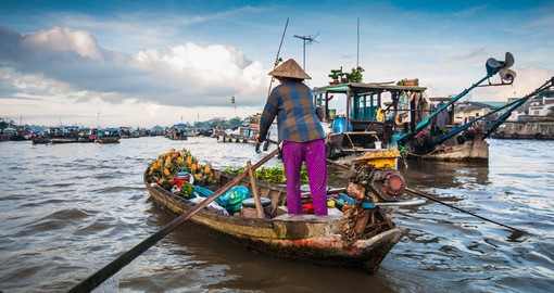 Can Tho is home to the largest floating market in the Mekong Delta