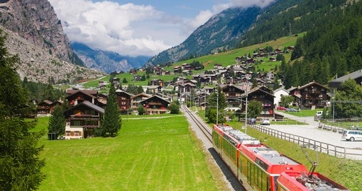 Glacier Express, Red train, Switzerland alps to Zermatt