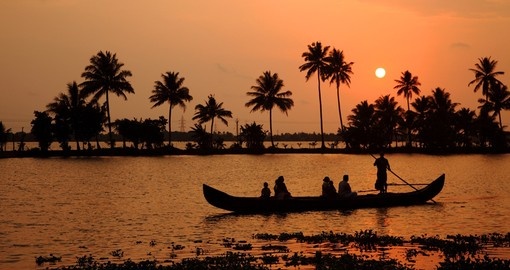 The backwaters are famous for beautiful sunsets