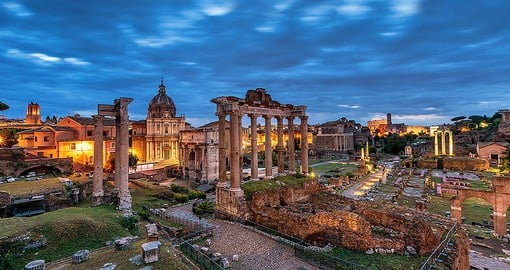 Explore The Roman Forum surrounded by the ruins in Rome on your next trip to Italy.