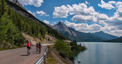 Cyclists at Jasper Lake