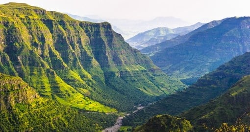 Valley among the mountains in Ethiopia