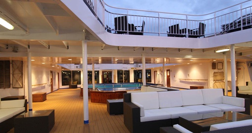 Outdoor common area on the Ocean Endeavour