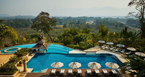 Enjoy the tranquil jungle setting of the Anantara Golden Triangle Resort